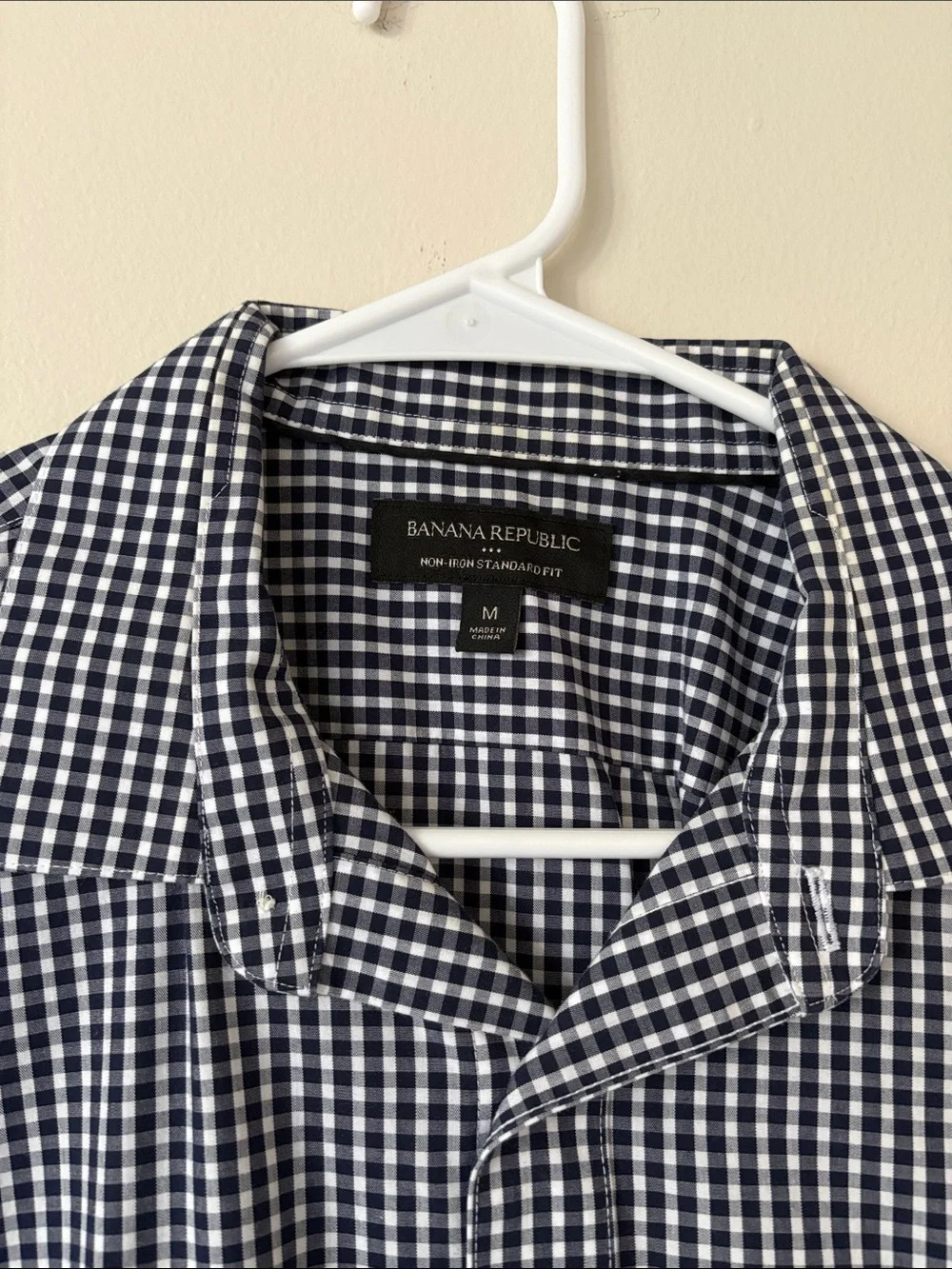 Banana Republic Men’s Dark Blue & White Gingham Button-Down Shirt